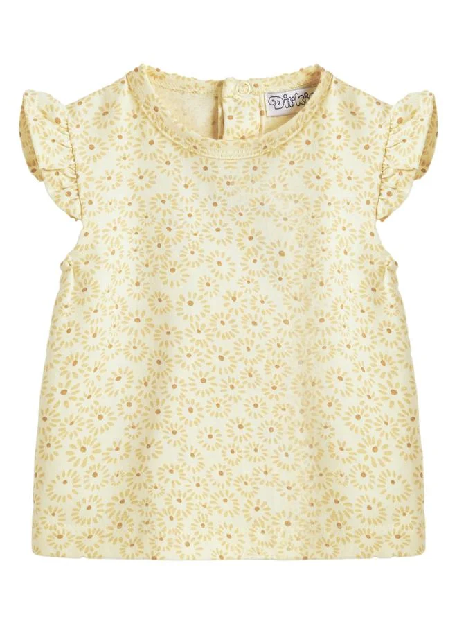 Dirkje Girls Daisy Print Cotton Top and Shorts Set